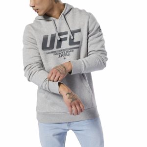 Bluza Z Kapturem Męskie Reebok UFC Fan Gear Szare PL 63WRYNZ